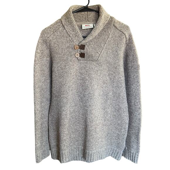Fjallraven Lada's Sweater Men's Fog Medium Wool Blend Preppy Prep - Picture 1 of 11